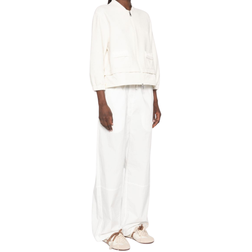 Blouson MONCLER veste zippée coton mélangé nylon éponge écru
