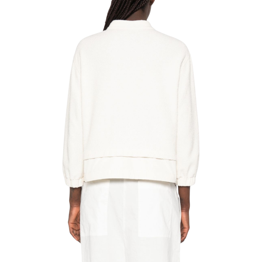 Blouson MONCLER veste zippée coton mélangé nylon éponge écru