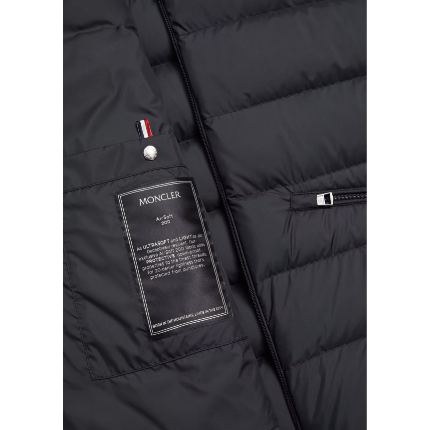 Gilet MONCLER doudoune fine sans manche Lechtal nylon noir logo noir