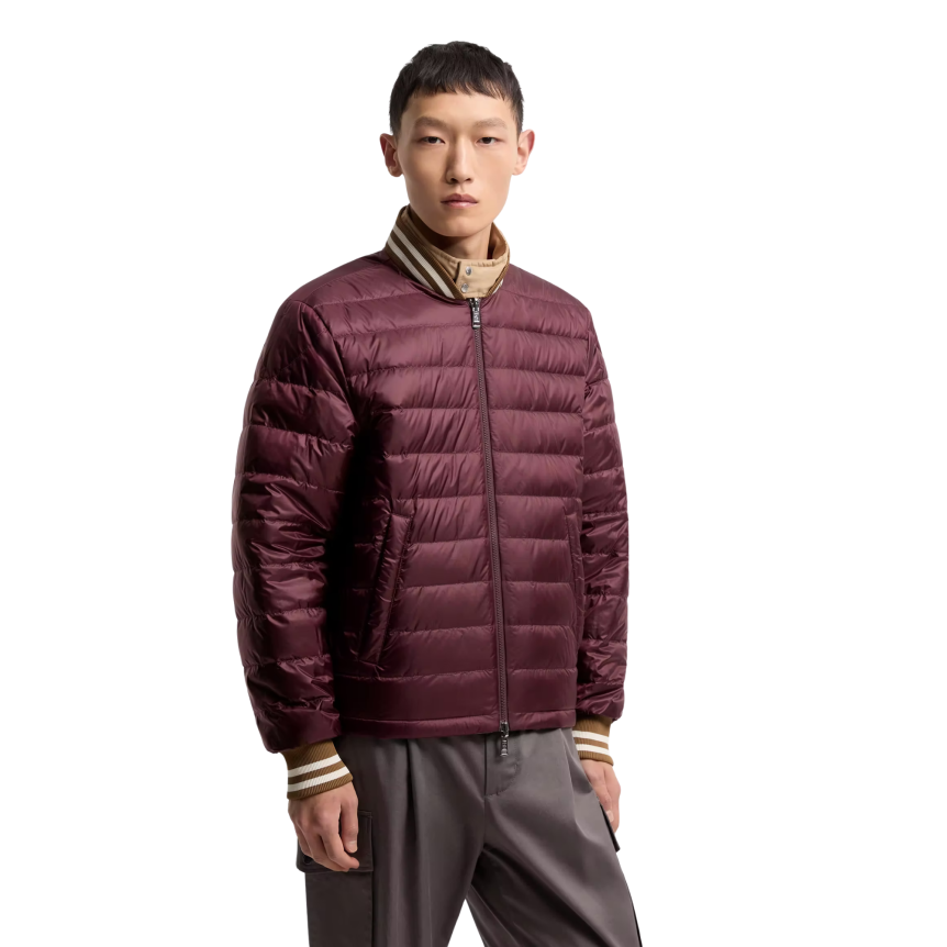 Blouson bomber MONCLER Prieure coton mélangé camel réversible bordeaux