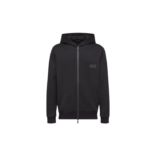 Sweat à capuche zippé MONCLER molleton de coton logo