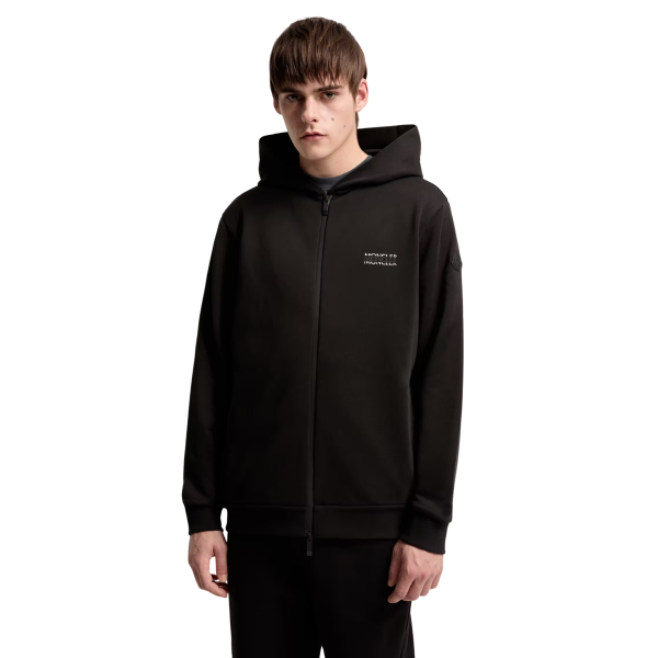 Sweat à capuche zippé MONCLER molleton de coton logo