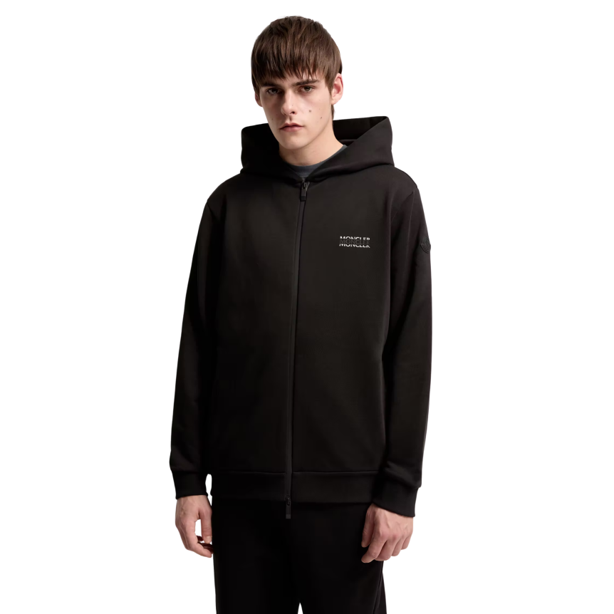 Sweat à capuche zippé MONCLER molleton de coton logo
