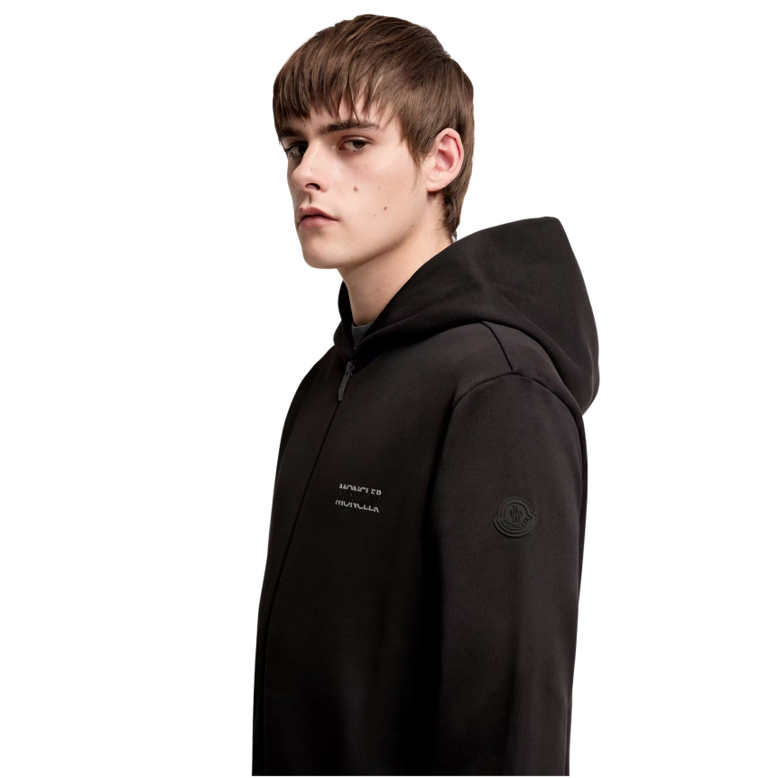 Sweat à capuche zippé MONCLER molleton de coton logo