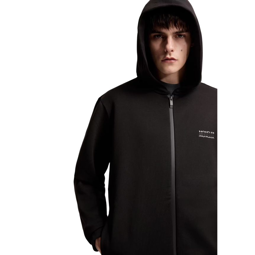 Sweat à capuche zippé MONCLER molleton de coton logo