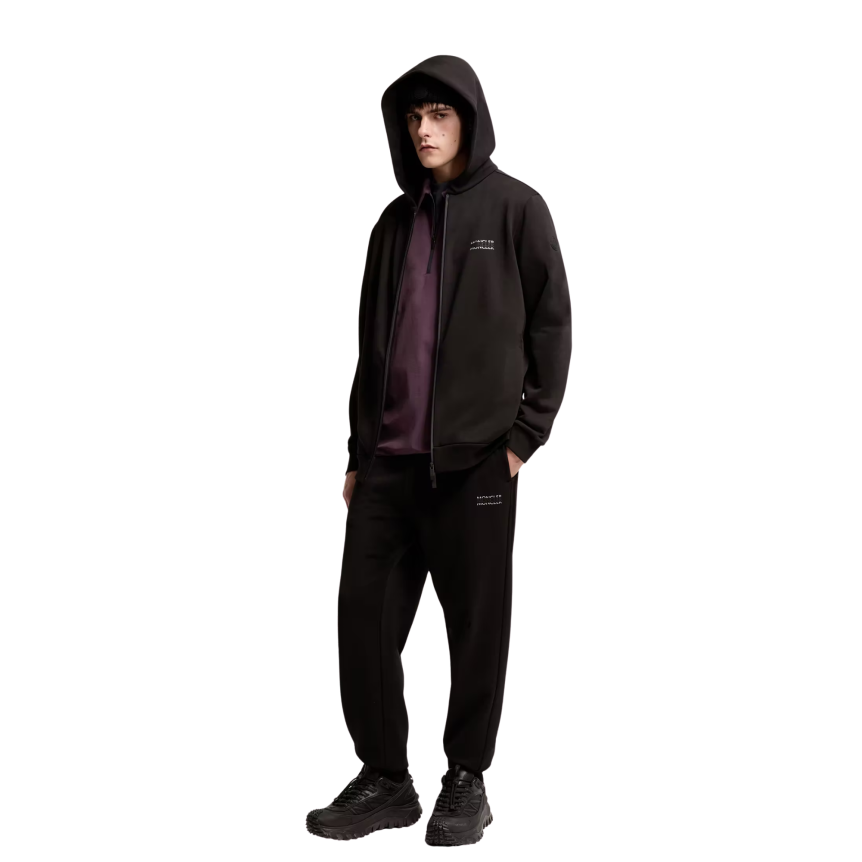 Sweat à capuche zippé MONCLER molleton de coton logo