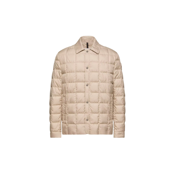 Doudoune chemise MONCLER Castellana matelassée nylon déperlant beige logo cuir