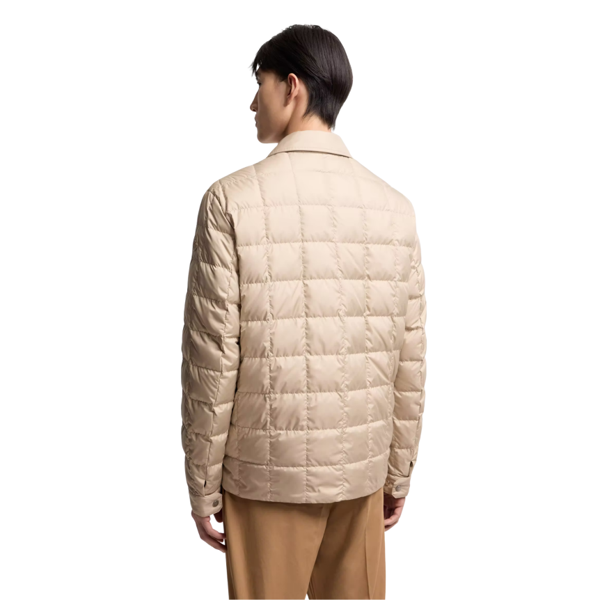 Doudoune chemise MONCLER Castellana matelassée nylon déperlant beige logo cuir