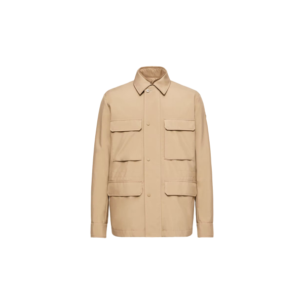 Veste zippée MONCLER Exmoor saharienne 3 en 1 coton camel logo cuir