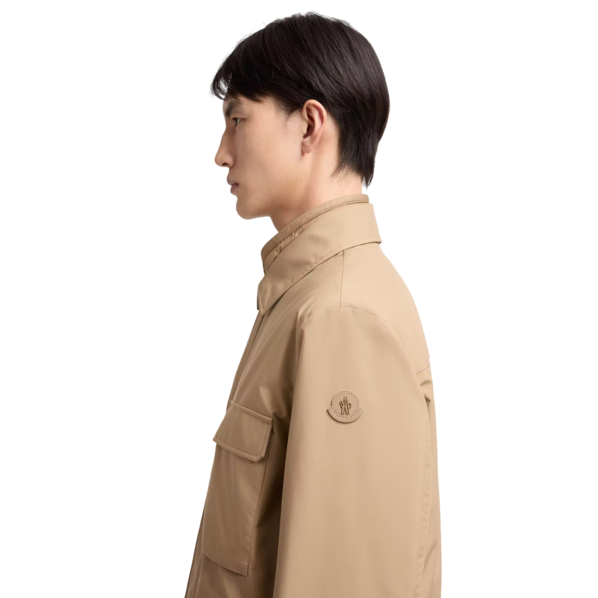Veste zippée MONCLER Exmoor saharienne 3 en 1 coton camel logo cuir