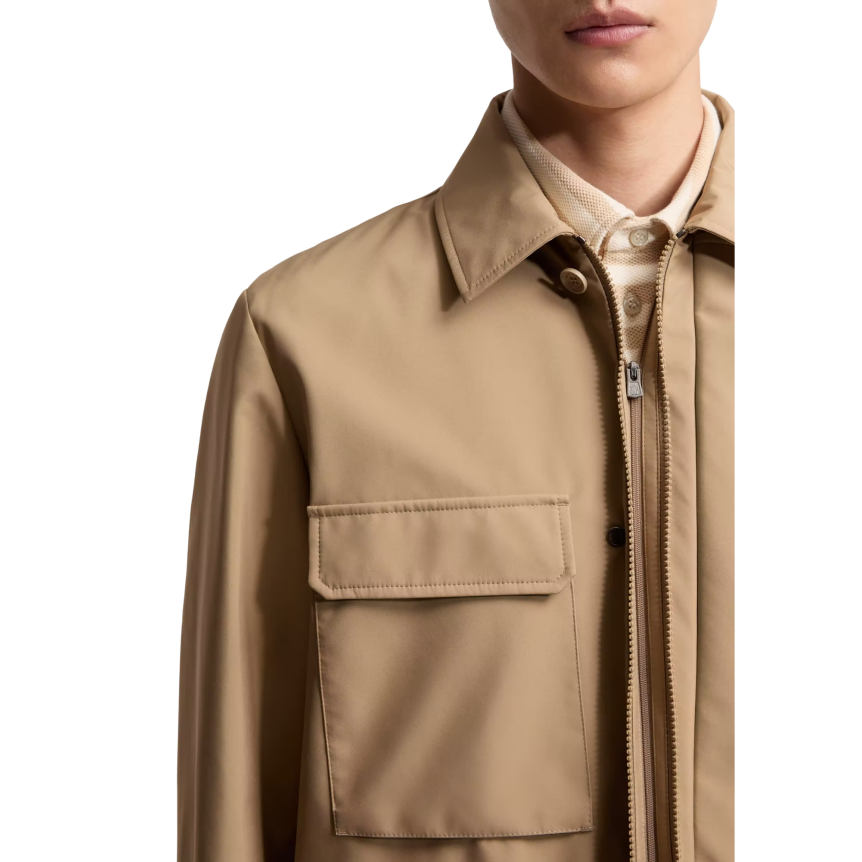 Veste zippée MONCLER Exmoor saharienne 3 en 1 coton camel logo cuir