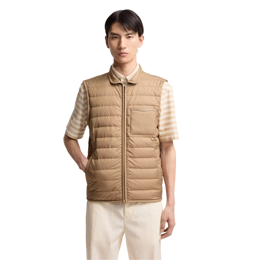 Veste zippée MONCLER Exmoor saharienne 3 en 1 coton camel logo cuir