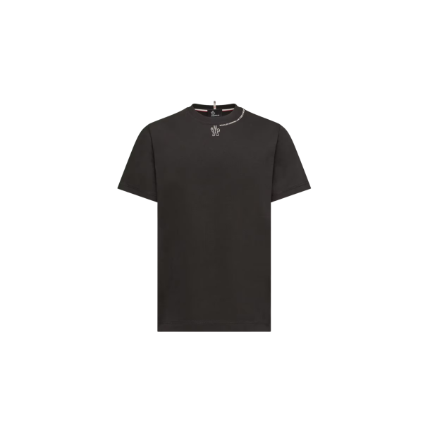 T-shirt col rond MONCLER manche courte coton noir logo écriture col Collection Grenoble