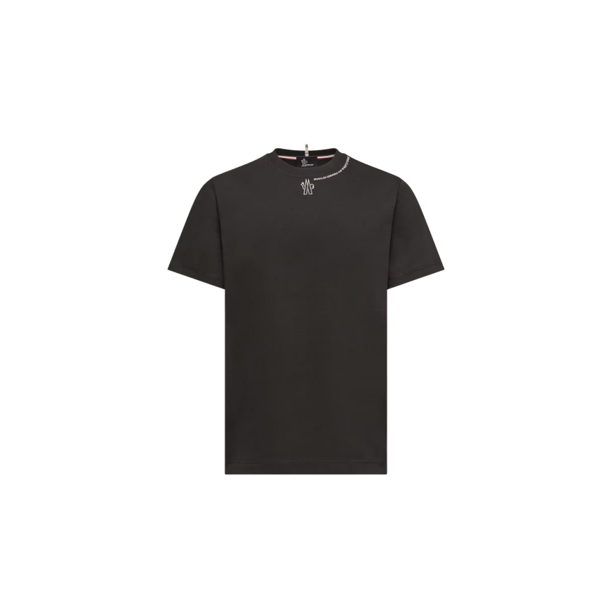 T-shirt col rond MONCLER manche courte coton noir logo écriture col Collection Grenoble