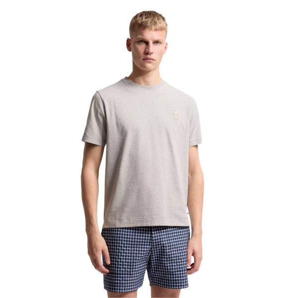 Pack 3 T-shirts MONCLER manches courtes col rond coton mélangé noir gris blanc logo Grenoble