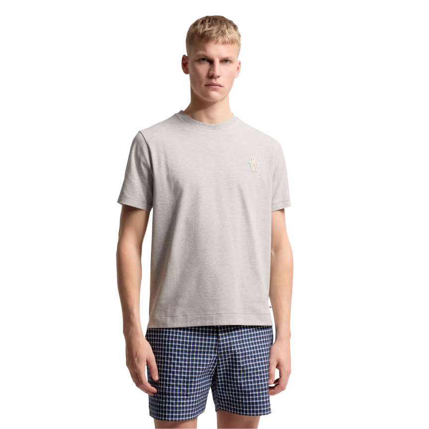 Pack 3 T-shirts MONCLER manches courtes col rond coton mélangé noir gris blanc logo Grenoble