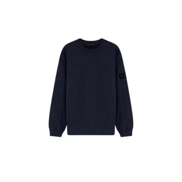 Sweat-shirt STONE ISLAND GHOST ras-du-cou coton bleu marine flammé