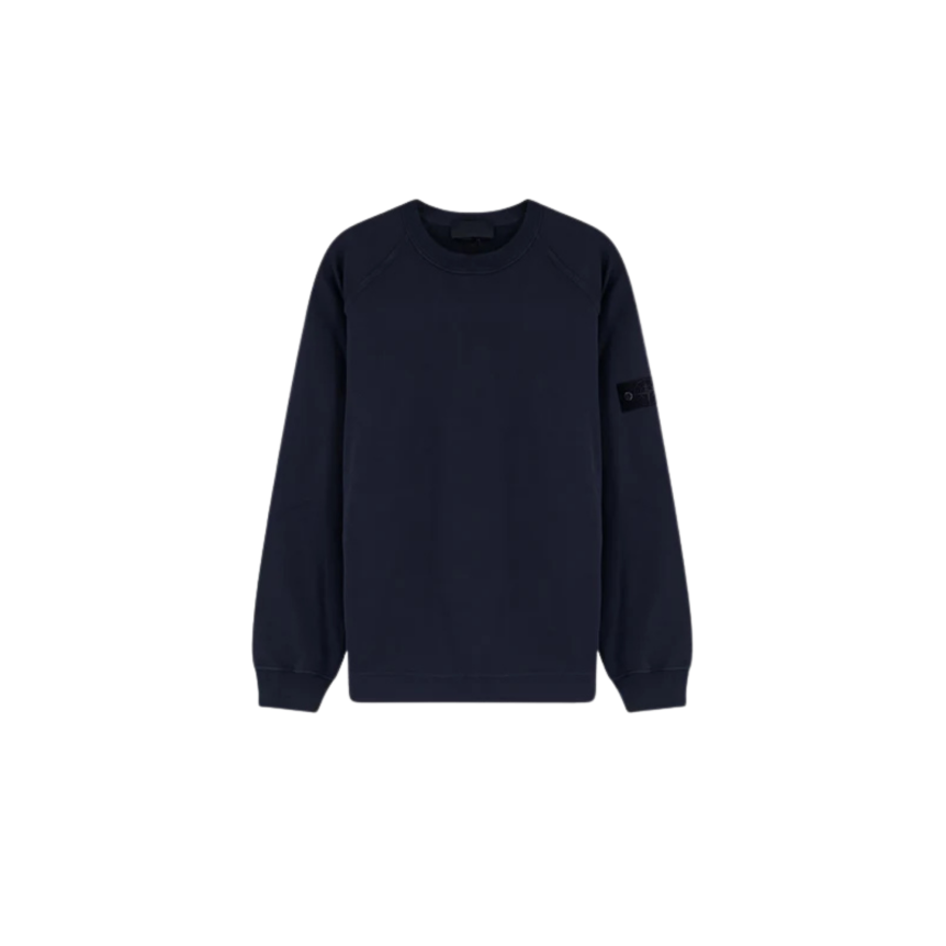 Sweat-shirt STONE ISLAND GHOST ras-du-cou coton bleu marine flammé
