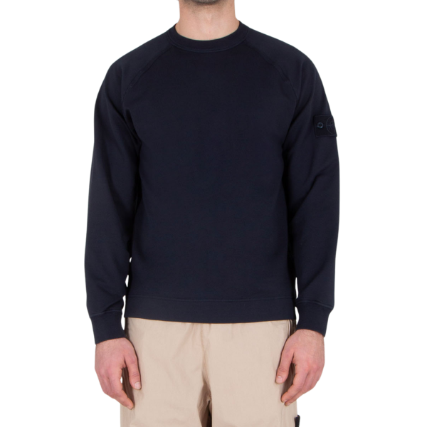 Sweat-shirt STONE ISLAND GHOST ras-du-cou coton bleu marine flammé