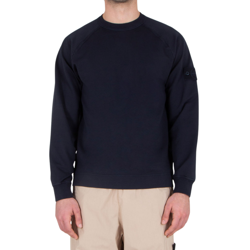 Sweat-shirt STONE ISLAND GHOST ras-du-cou coton bleu marine flammé