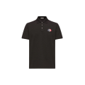 Polo piqué de coton noir empiècement logo tricolore