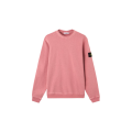 Sweat shirt col rond coton rose effet vieilli flammé