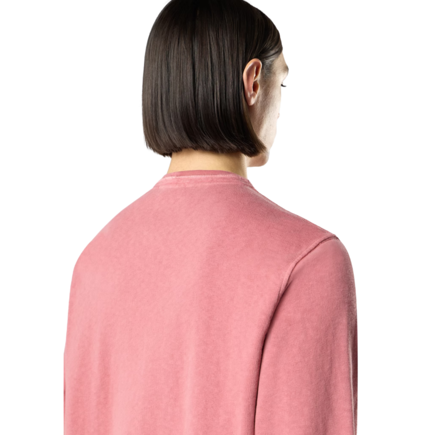Sweat shirt STONE ISLAND col rond coton rose effet vieilli flammé