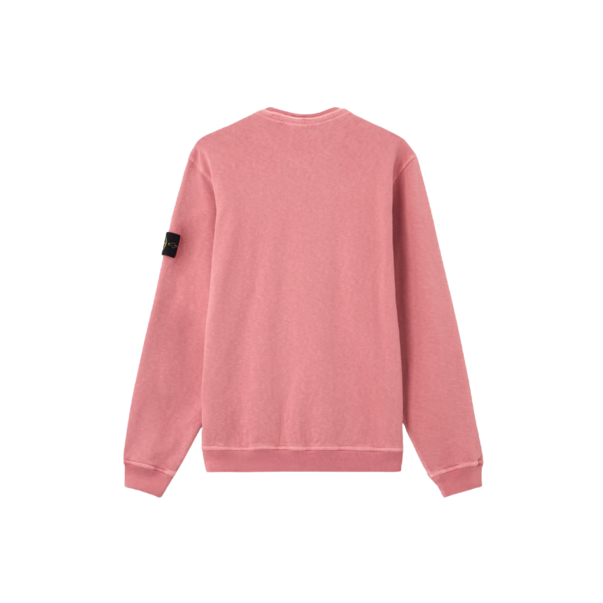 Sweat shirt STONE ISLAND col rond coton rose effet vieilli flammé