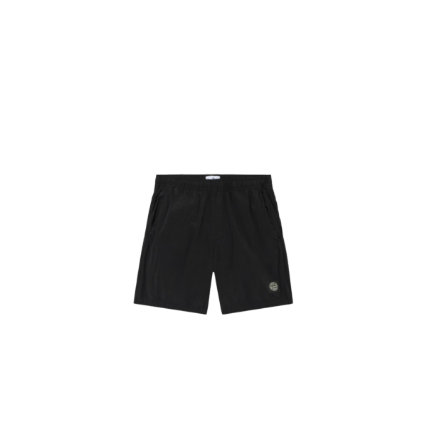 Short de bain STONE ISLAND mi-long regular nylon noir ECONYL® poches