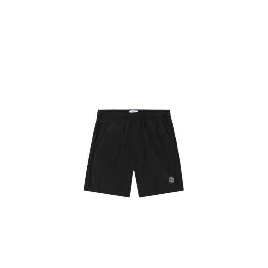 Short de bain STONE ISLAND mi-long regular nylon noir ECONYL® poches