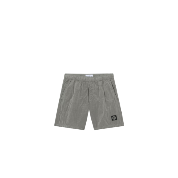 Short de bain STONE ISLAND mi-long regular nylon gris perle ECONYL® poches