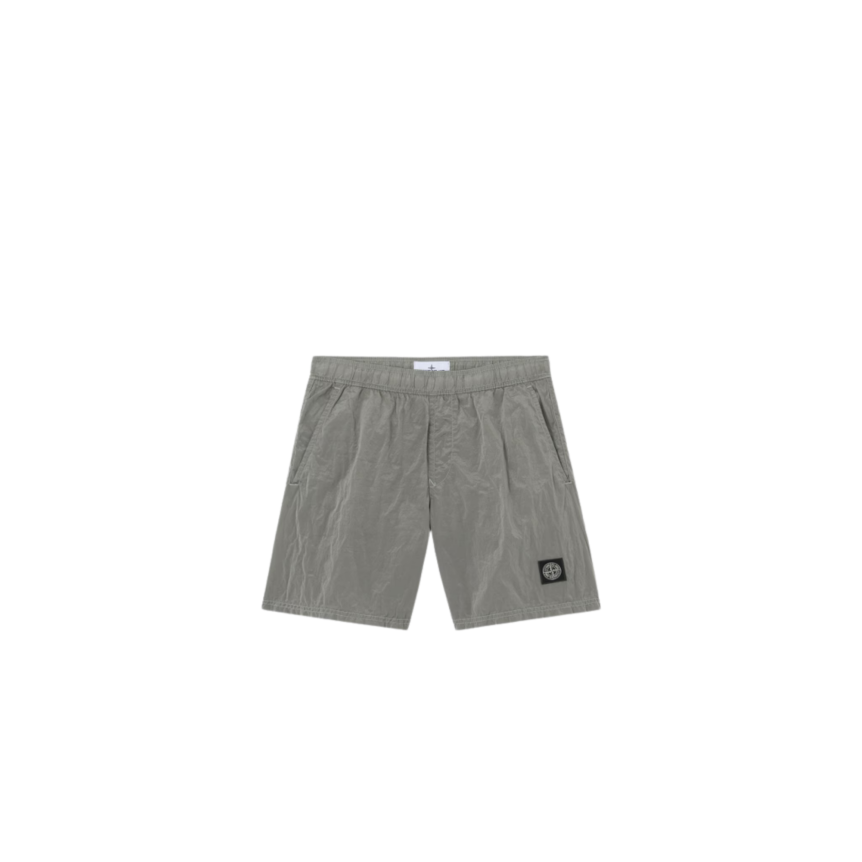 Short de bain STONE ISLAND mi-long regular nylon gris perle ECONYL® poches