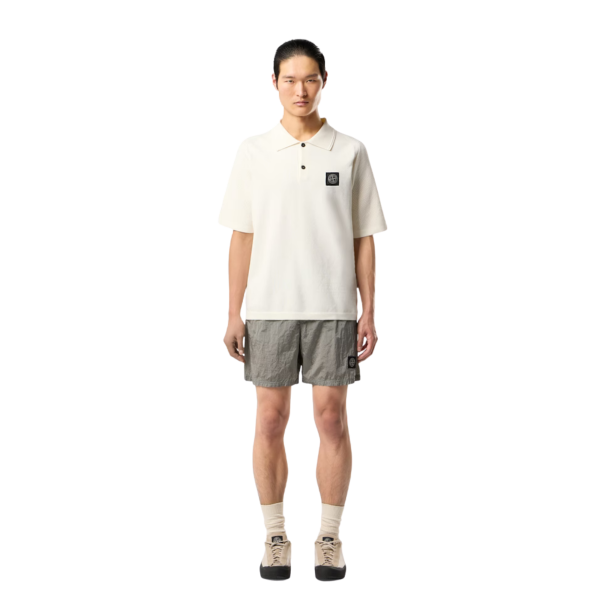 Short de bain STONE ISLAND mi-long regular nylon gris perle ECONYL® poches