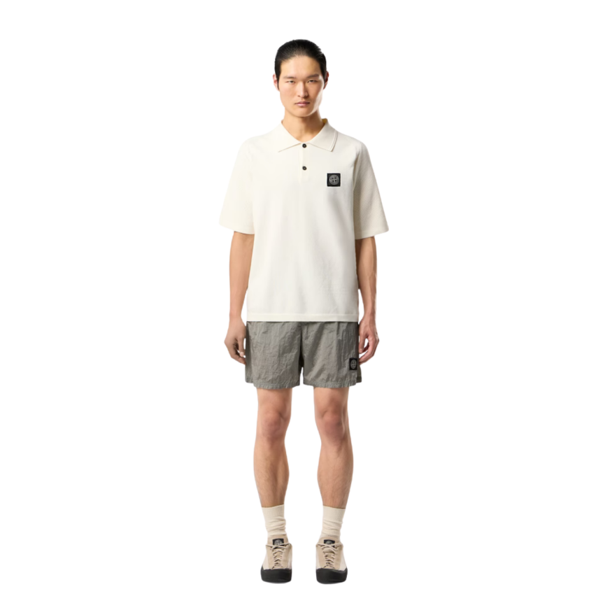 Short de bain STONE ISLAND mi-long regular nylon gris perle ECONYL® poches