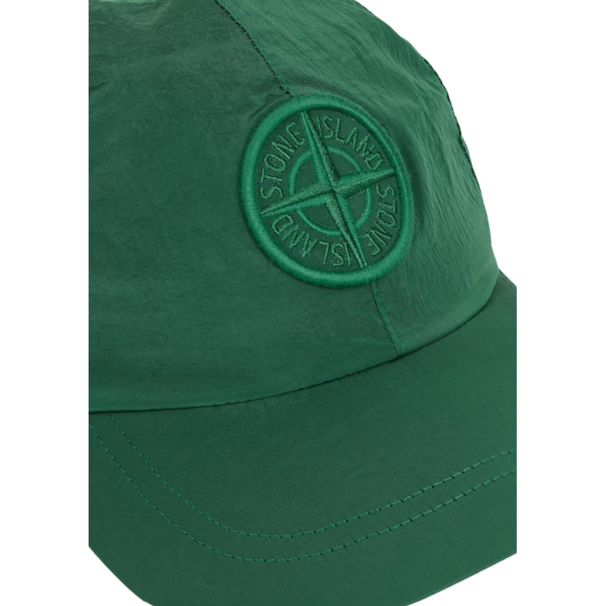 Casquette STONE ISLAND nylon métal ECONYL® vert gazon broderie logo Compass