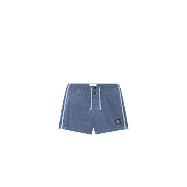 Short de bain court STONE ISLAND slim nylon métal ECONYL ® bleu jean poches