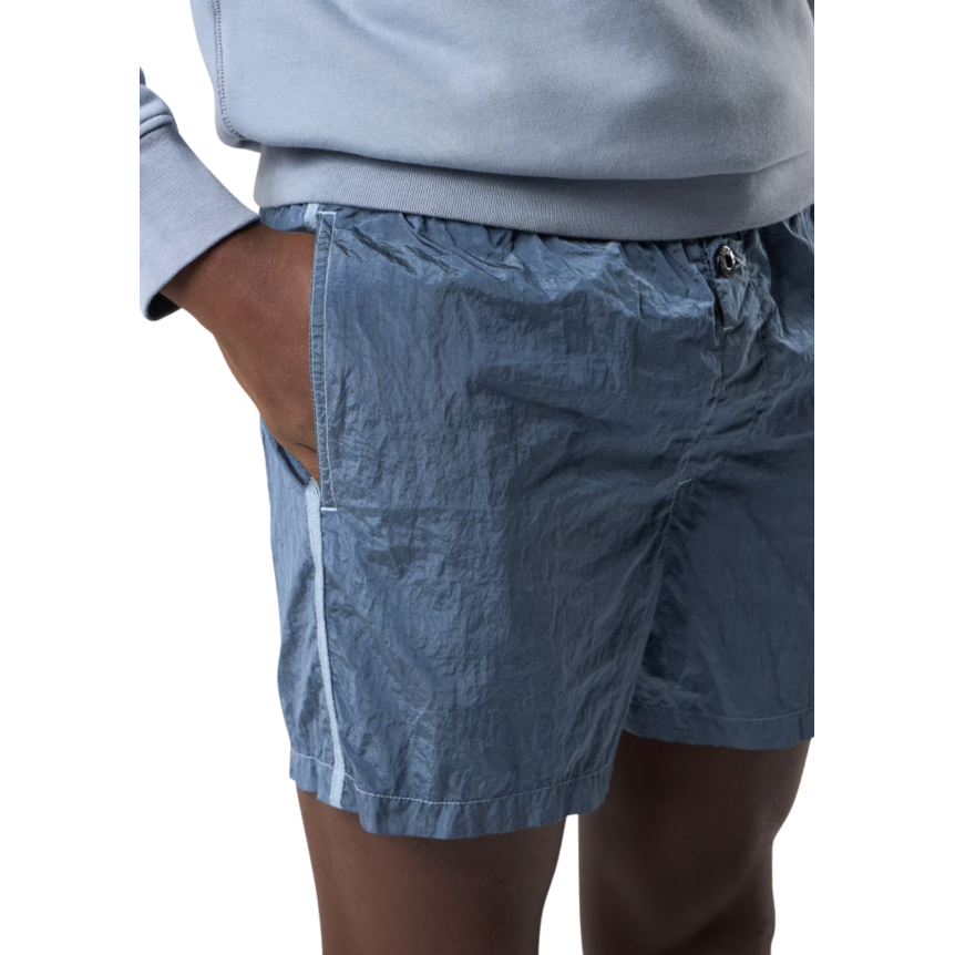 Short de bain court STONE ISLAND slim nylon métal ECONYL ® bleu jean poches