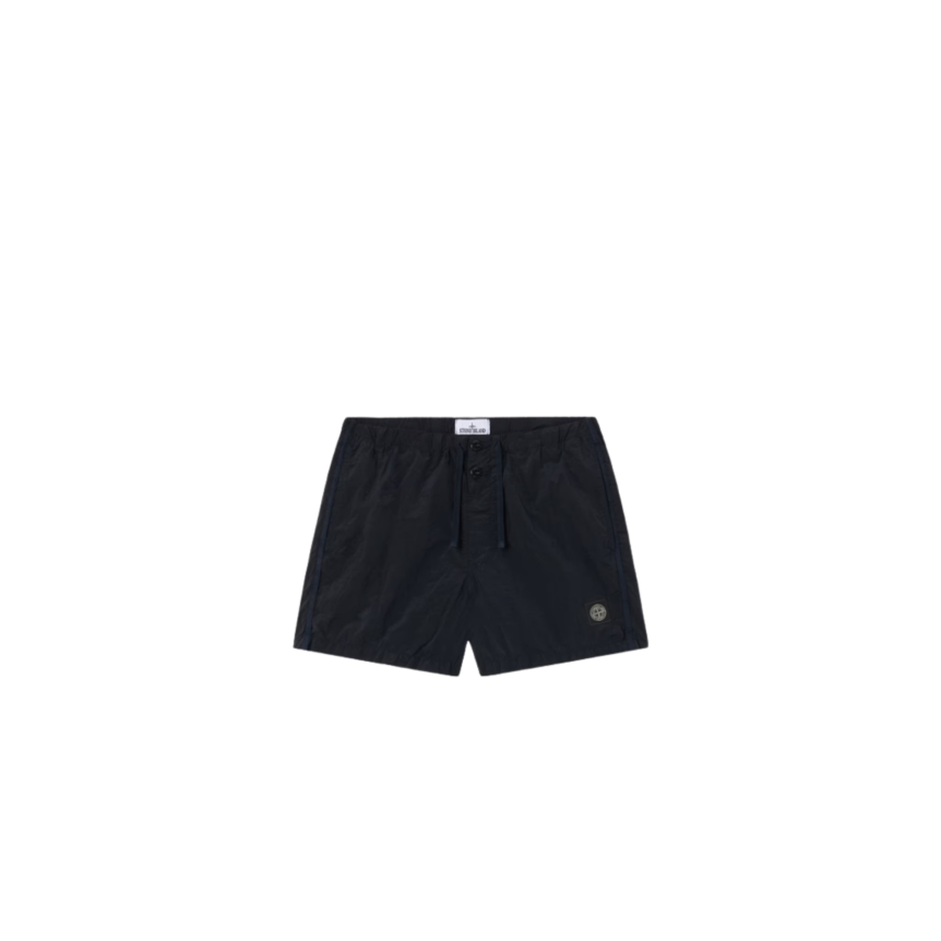 Short de bain court STONE ISLAND slim nylon métal ECONYL ® bleu marine poches