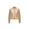 Cardigan matelassé bi matière coton beige bouton pression