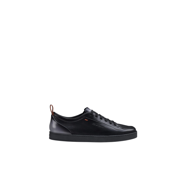 Basket basse Sneaker SANTONI Off-duty Montecarlo cuir noir