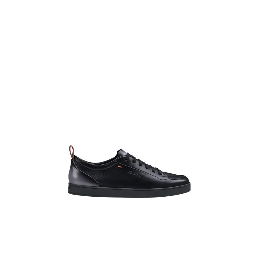Basket basse Sneaker SANTONI Off-duty Montecarlo cuir noir