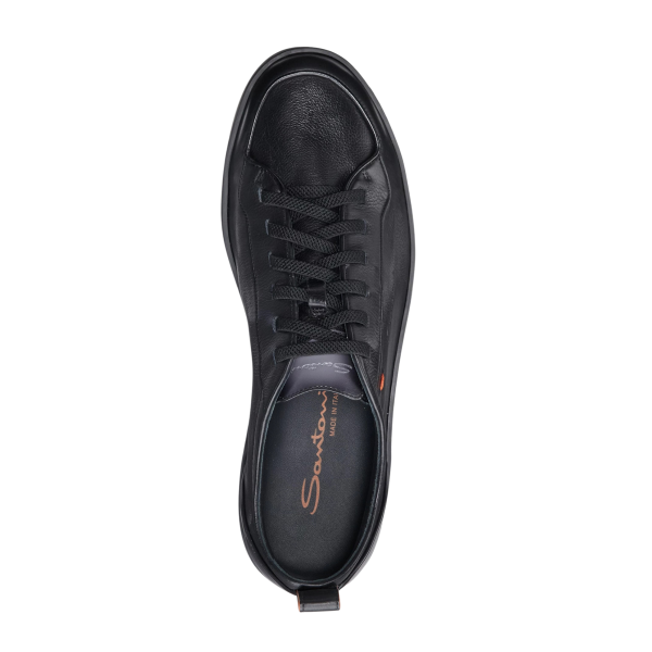 Basket basse Sneaker SANTONI Off-duty Montecarlo cuir noir