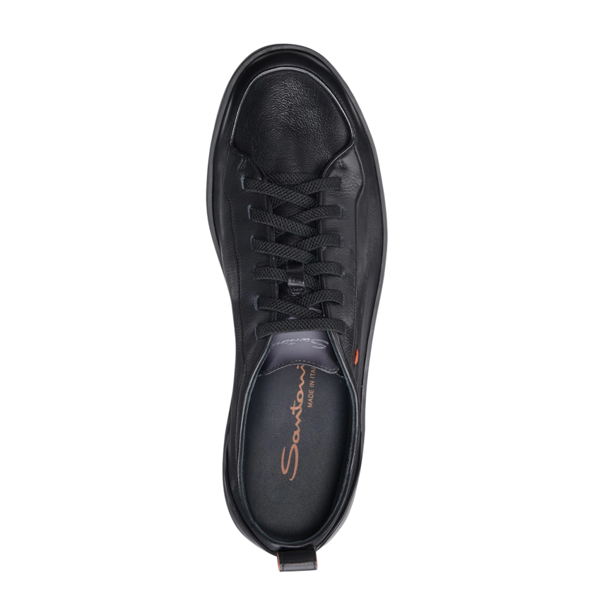 Basket basse Sneaker SANTONI Off-duty Montecarlo cuir noir