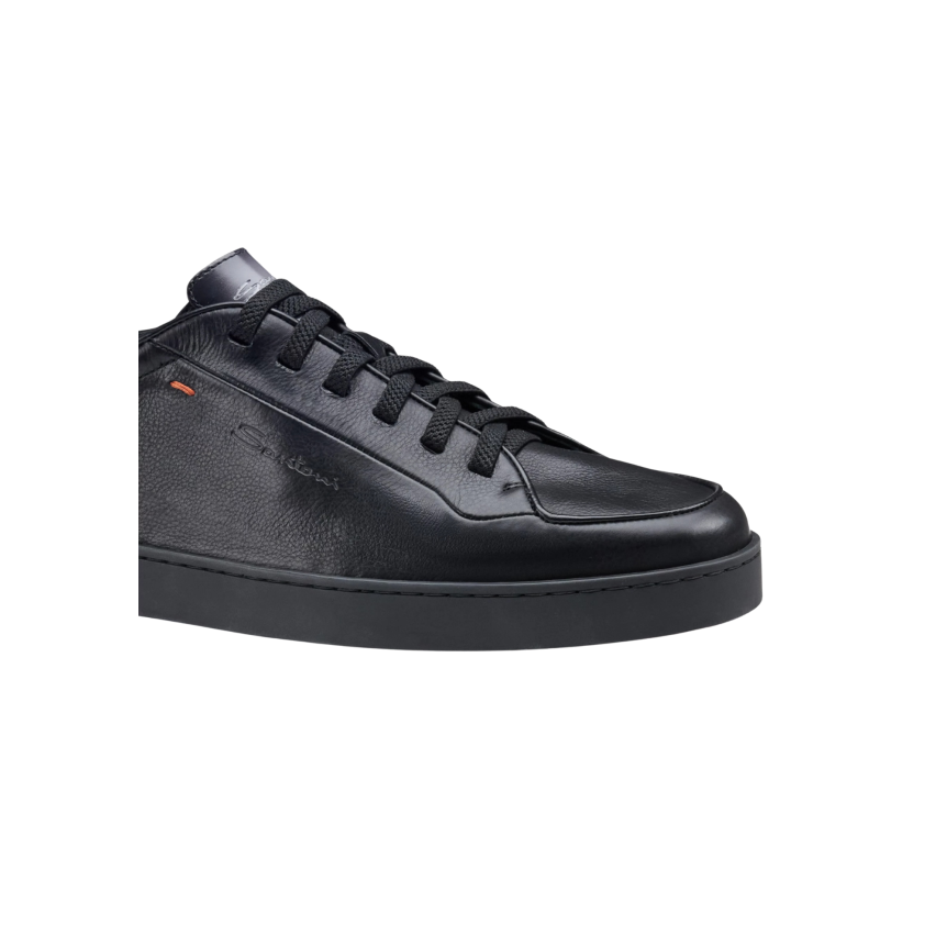 Basket basse Sneaker SANTONI Off-duty Montecarlo cuir noir