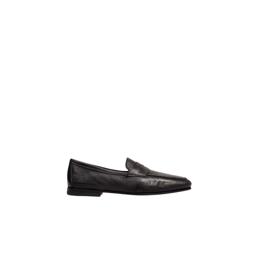 Mocassin SANTONI Penny Carlo cuir foulonné noir