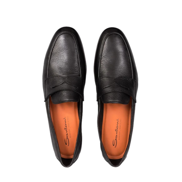Mocassin SANTONI Penny Carlo cuir foulonné noir