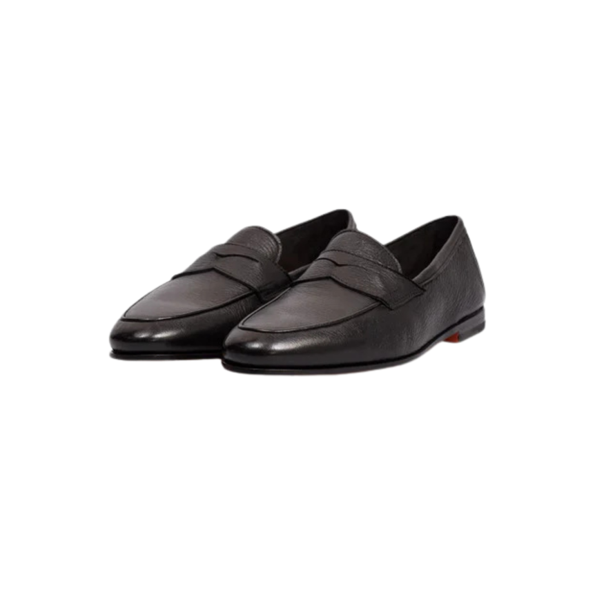 Mocassin SANTONI Penny Carlo cuir foulonné noir