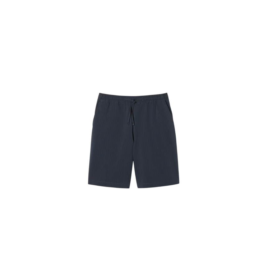 Short LACOSTE seersucker coton rayures noir gris