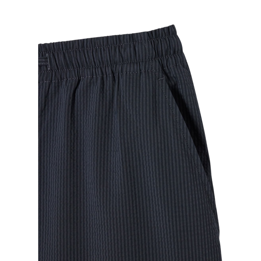 Short LACOSTE seersucker coton rayures noir gris