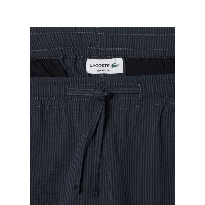Short LACOSTE seersucker coton rayures noir gris